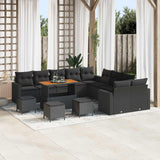 vidaXL Tuinbank Set met kussen 17 pcs Zwart poly rattan