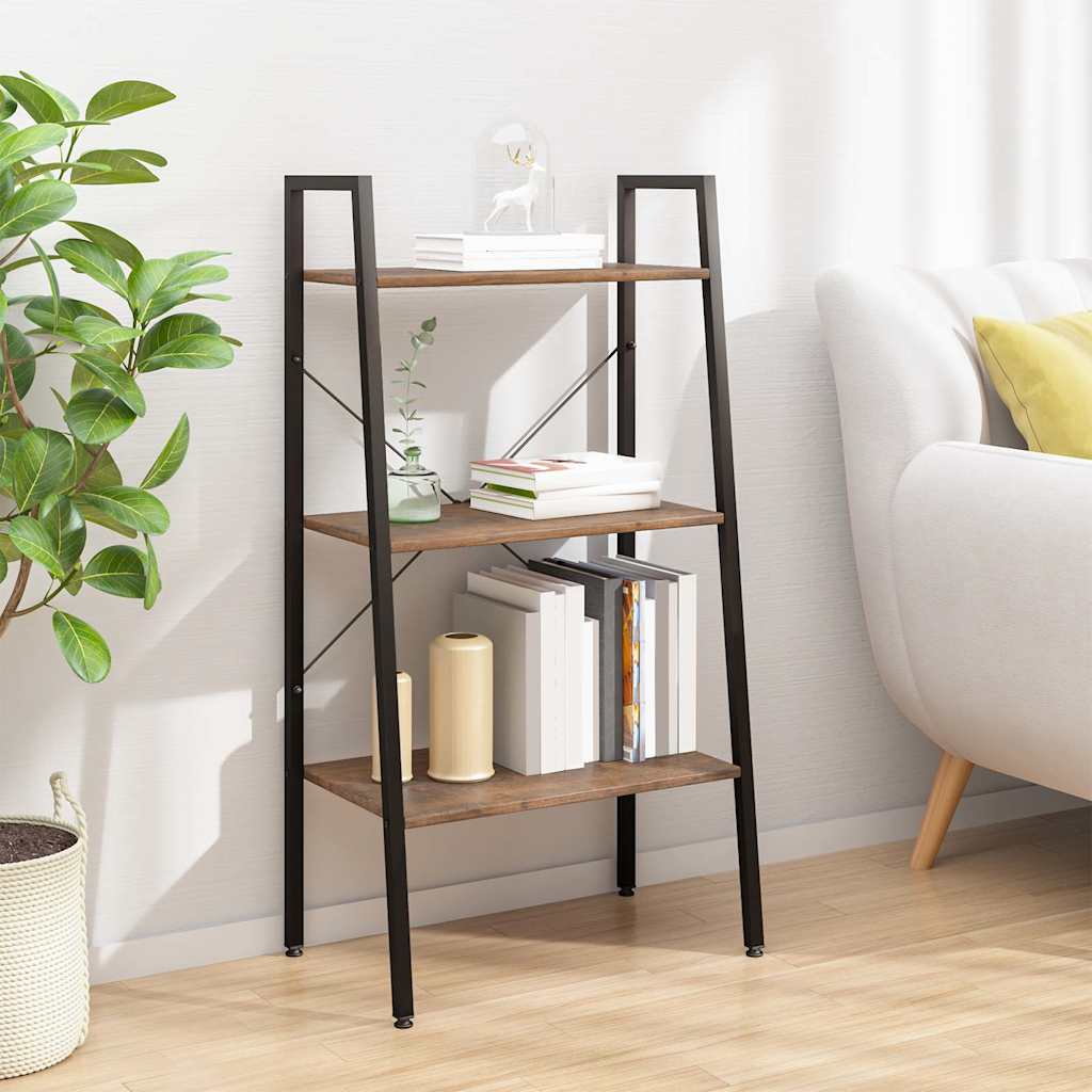 vidaXL Opbergmeubel met 3 lagen 56x35x108 cm lichtbruin en zwart