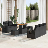 vidaXL Tuinbank Set met kussen 10 pcs Zwart poly rattan
