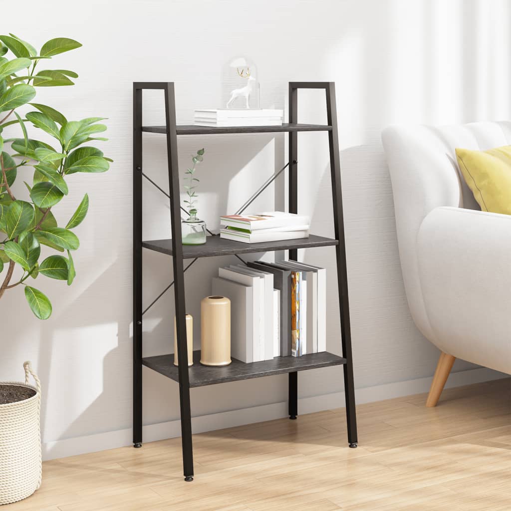 vidaXL Opbergmeubel met 3 lagen 56x35x108 cm lichtbruin en zwart