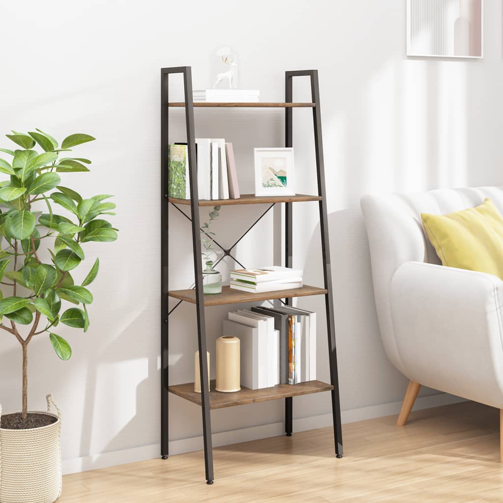 vidaXL Opbergmeubel met 3 lagen 56x35x108 cm lichtbruin en zwart