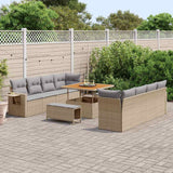 vidaXL Tuinbank Set met kussen 11 pcs Zwart poly rattan