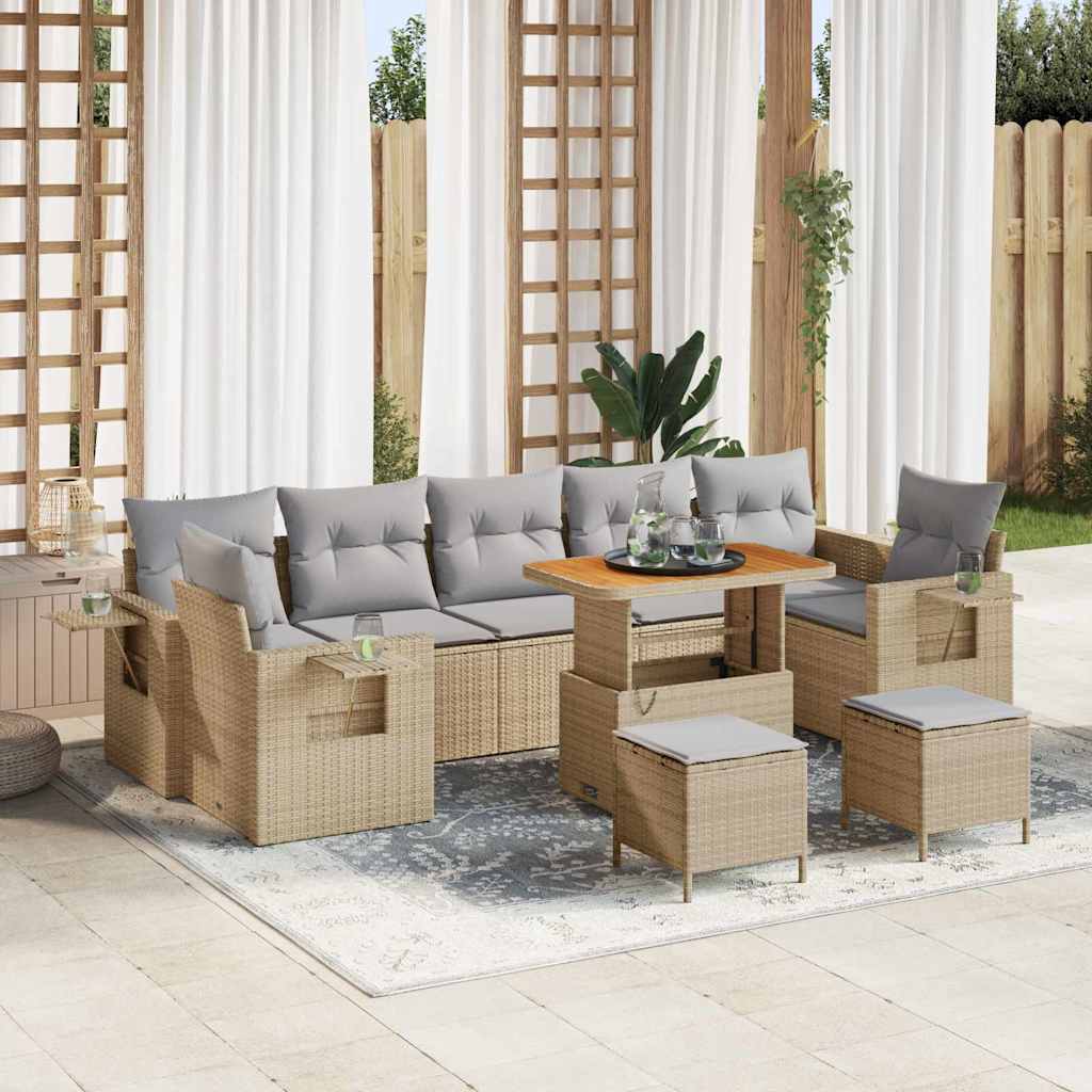 vidaXL Garden Bench Set with Cushion Black Poly Rattan
