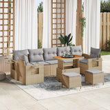 vidaXL Garden Bench Set with Cushion Black Poly Rattan