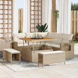 vidaXL Tuinbank Set met kussen 9 pcs Zwart poly rattan