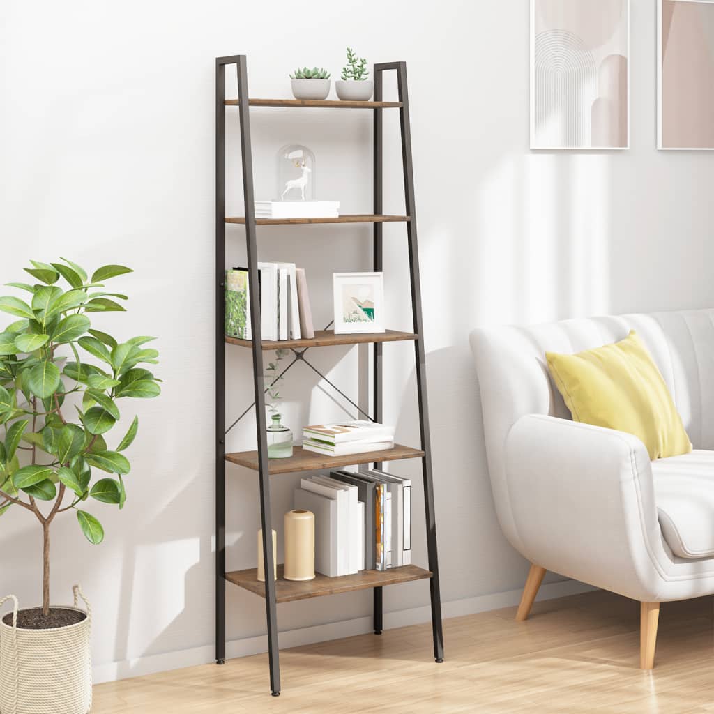 vidaXL Opbergmeubel met 3 lagen 56x35x108 cm lichtbruin en zwart