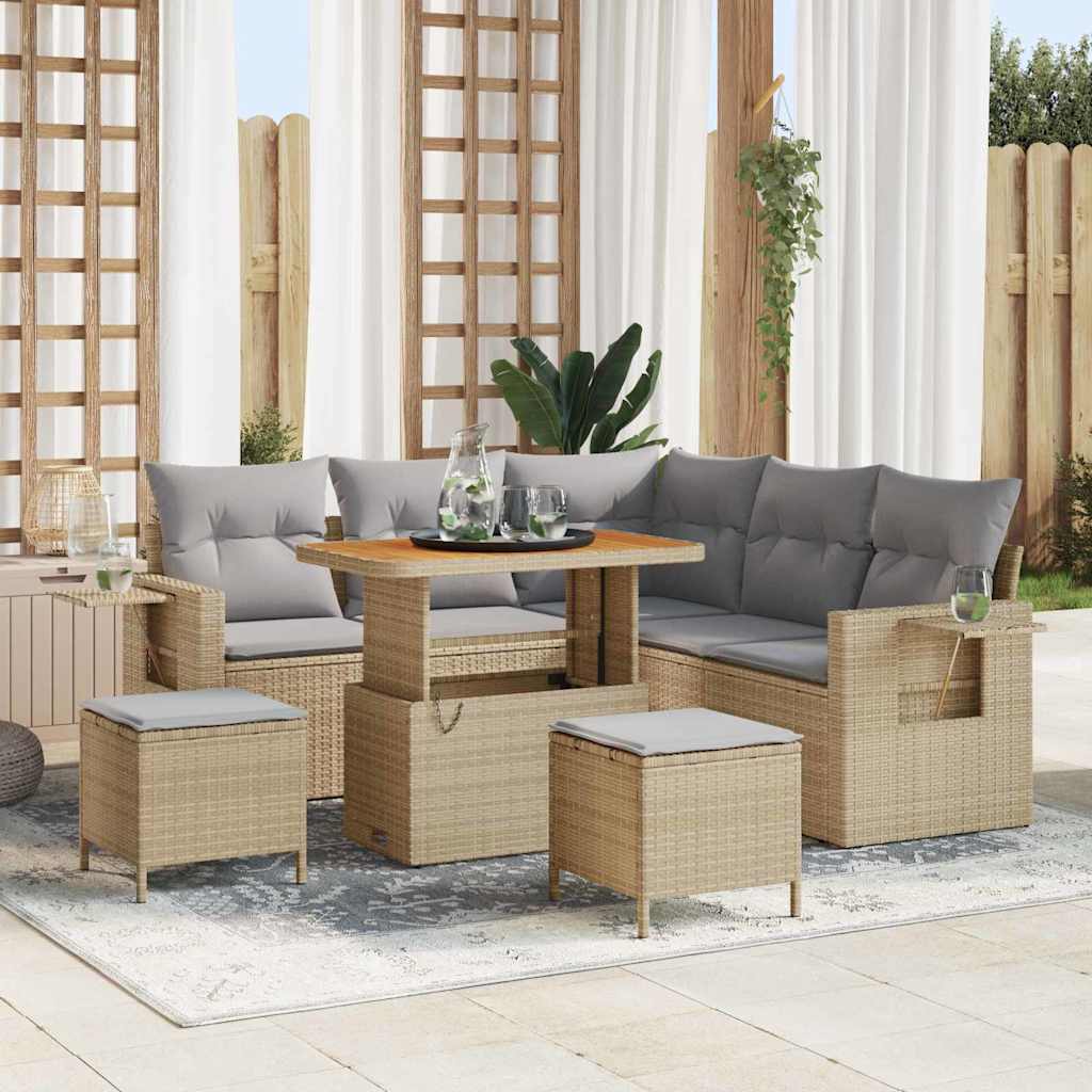 vidaXL Tuinbank Set met kussen 9 pcs Zwart poly rattan