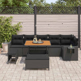 vidaXL Tuinbank Set met kussen 11 pcs Zwart poly rattan