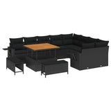 vidaXL Tuinbank Set met kussen 13 pcs Zwart poly rattan