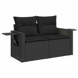 vidaXL Tuinbank Set met kussen 13 pcs Zwart poly rattan