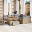 vidaXL Tuinbank Set met kussen 13 pcs Zwart poly rattan