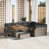 vidaXL Tuinbank Set met kussen 13 pcs Zwart poly rattan