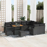 vidaXL Tuinbank Set met kussen 13 pcs Zwart poly rattan