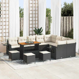 vidaXL Tuinbank Set met kussen 13 pcs Zwart poly rattan