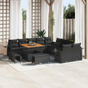 vidaXL Tuinbank Set met kussen met opslag 13 pcs Zwart poly rattan