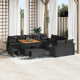 vidaXL Tuinbank Set met kussen met opslag 13 pcs Zwart poly rattan