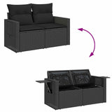 vidaXL Tuinbank Set met kussen met opslag 13 pcs Zwart poly rattan