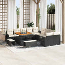vidaXL Tuinbank Set met kussen met opslag 13 pcs Zwart poly rattan