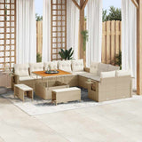 vidaXL Tuinbank Set met kussen met opslag 13 pcs Zwart poly rattan