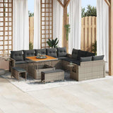 vidaXL Tuinbank Set met kussen met opslag 13 pcs Zwart poly rattan