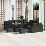 vidaXL Tuinbank Set met kussen met opslag 13 pcs Zwart poly rattan