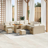 vidaXL Tuinbank Set met kussen met opslag 13 pcs Zwart poly rattan
