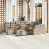 vidaXL Tuinbank Set met kussen met opslag 13 pcs Zwart poly rattan