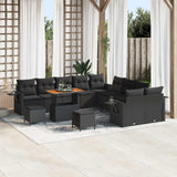 vidaXL Tuinbank Set met kussen met opslag 13 pcs Zwart poly rattan