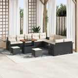 vidaXL Tuinbank Set met kussen met opslag 13 pcs Zwart poly rattan