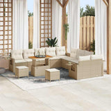 vidaXL Tuinbank Set met kussen met opslag 13 pcs Zwart poly rattan