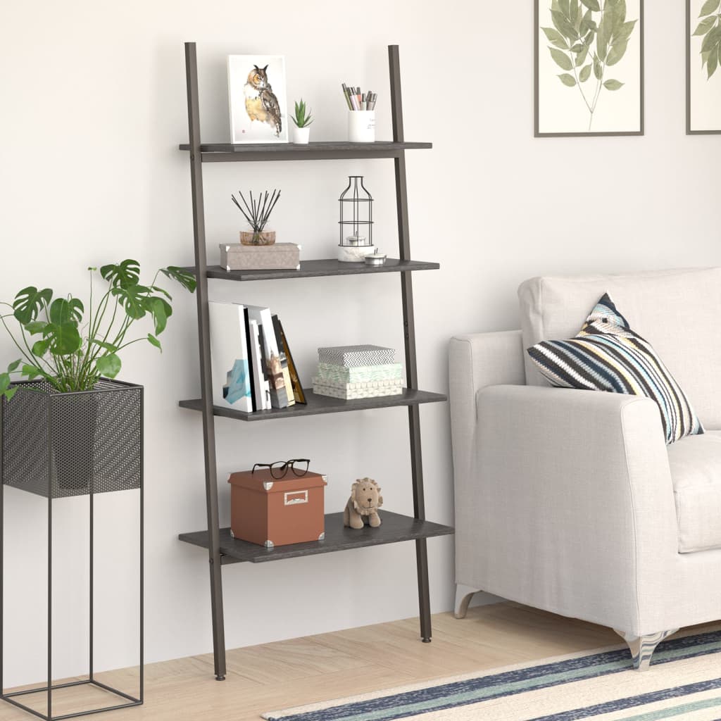 vidaXL Ladderrek met 3 schappen 64x34x116 cm lichtbruin en zwart