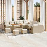 vidaXL Tuinbank Set met kussen met opslag 13 pcs Zwart poly rattan