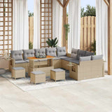 vidaXL Tuinbank Set met kussen met opslag 13 pcs Zwart poly rattan
