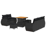vidaXL Tuinbank Set met kussen met opslag 8 pcs Zwart poly rattan