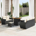 vidaXL Tuinbank Set met kussen met opslag 8 pcs Zwart poly rattan