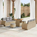 vidaXL Tuinbank Set met kussen met opslag 9 pcs Zwart poly rattan