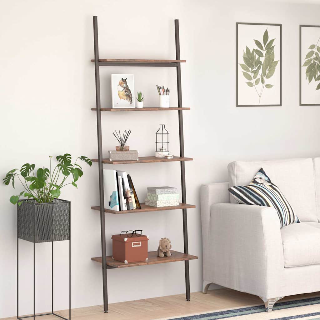 vidaXL Ladderrek met 3 schappen 64x34x116 cm lichtbruin en zwart