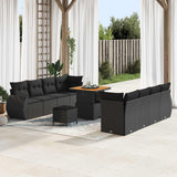 vidaXL Tuinbank Set met opslag 11 pcs Zwart Poly rattan