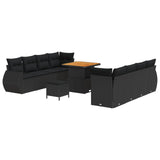 vidaXL Tuinbank Set met opslag 11 pcs Zwart Poly rattan