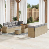 vidaXL Tuinbank Set met opslag 11 pcs Zwart Poly rattan