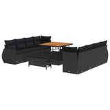 vidaXL Tuinbank Set met opslag 11 pcs Zwart Poly rattan