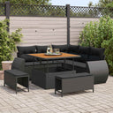 vidaXL Tuinbank Set met kussen met opslag 8 pcs Zwart poly rattan