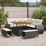 vidaXL Tuinbank Set met kussen met opslag 8 pcs Zwart poly rattan