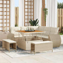 vidaXL Tuinbank Set met kussen met opslag 8 pcs Zwart poly rattan