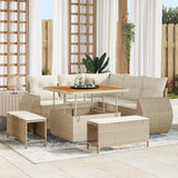 vidaXL Tuinbank Set met kussen met opslag 8 pcs Zwart poly rattan