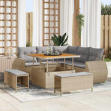 vidaXL Tuinbank Set met kussen met opslag 8 pcs Zwart poly rattan
