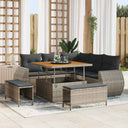 vidaXL Tuinbank Set met kussen met opslag 8 pcs Zwart poly rattan