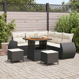 vidaXL Tuinbank Set met kussen met opslag 8 pcs Zwart poly rattan