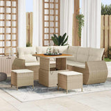 vidaXL Tuinbank Set met kussen met opslag 8 pcs Zwart poly rattan