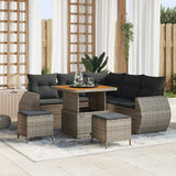 vidaXL Tuinbank Set met kussen met opslag 8 pcs Zwart poly rattan